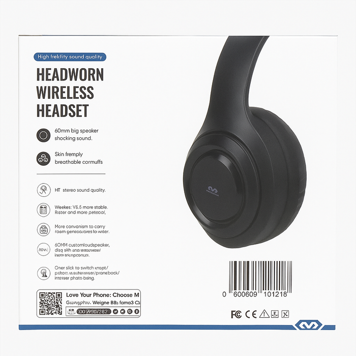 Miccell Wireless Headset – Bluetooth Over-Ear Headphones with Mic