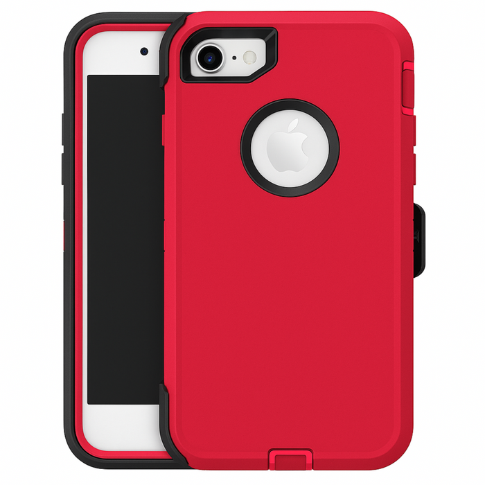 Red phone case with Apple logo on a white background