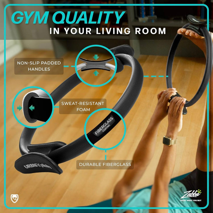 URBNFit Pilates Toning Ring – 12” Magic Circle with Dual Grip Foam Handles