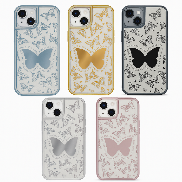 Butterfly Glitter Case for iPhone 14 Plus – 5 Colors