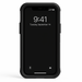 Black phone case with a smartphone inside displaying the time and date.