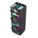 Multicolored LED light-up speaker on a white background