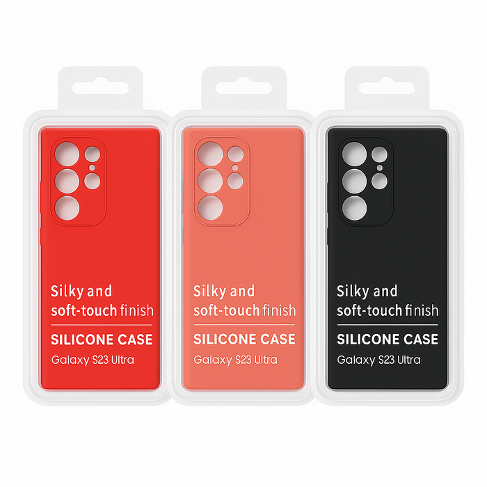 Soft Silicone Shockproof Case with Retail Packaging – For Galaxy S23 Ultra