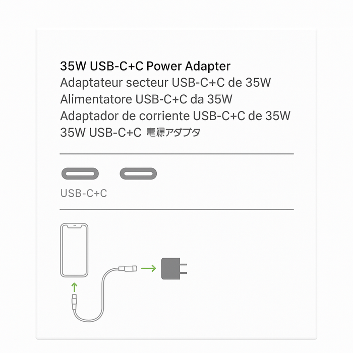 35W USB-C+C Dual Port Power Adapter – Fast Charging Wall Charger