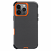 Black phone case with orange accents on a white background