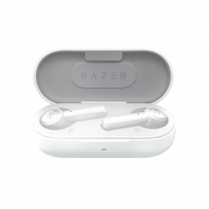 RAZER wireless earbuds in a charging case on a white background