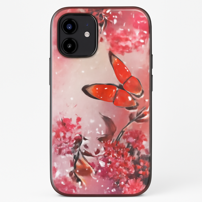 iPhone 12 Mini Floral Butterfly Glitter Case