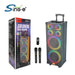 Sing-e colorful bass speaker with packaging and remote control on a white background