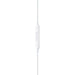 White earbud with control and mic on a white background