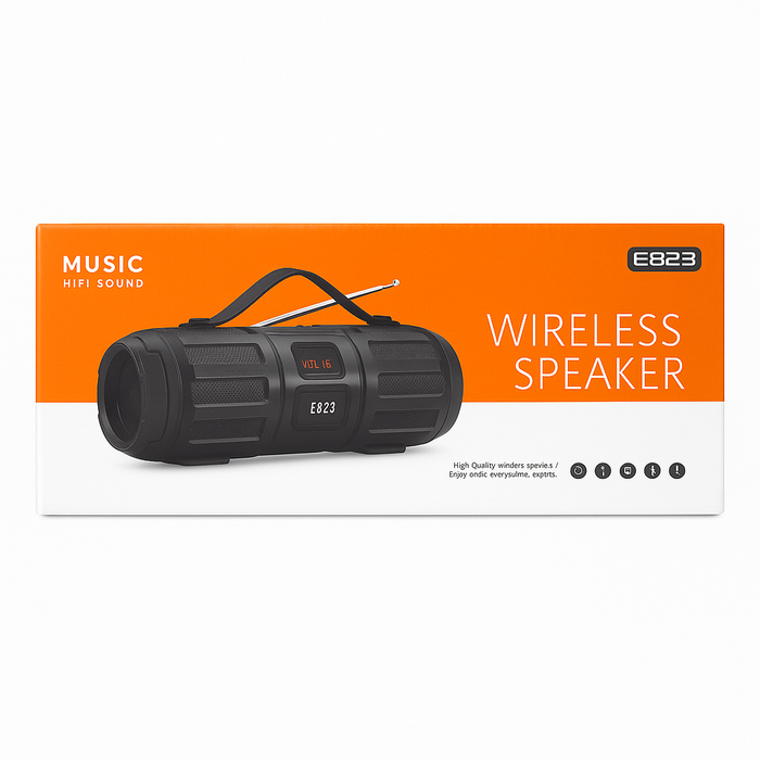 E823 Wireless Bluetooth Speaker – Portable, FM, USB, AUX, Antenna