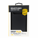 Black phone case packaging with text and certification logo on a white background