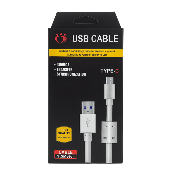 USB Type-C Charging & Data Cable – 1.5 Meter, 2.1A Fast Charge