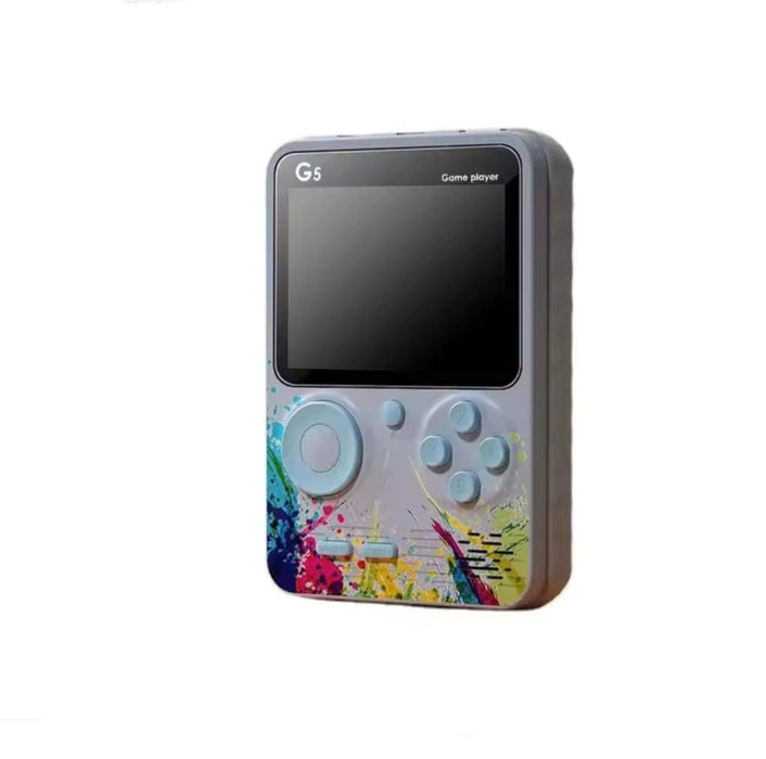 Game player with colorful design on a white background