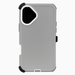 Gray phone case with black accents on a white background