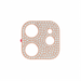 Rose gold phone case with diamond-like stones on a white background