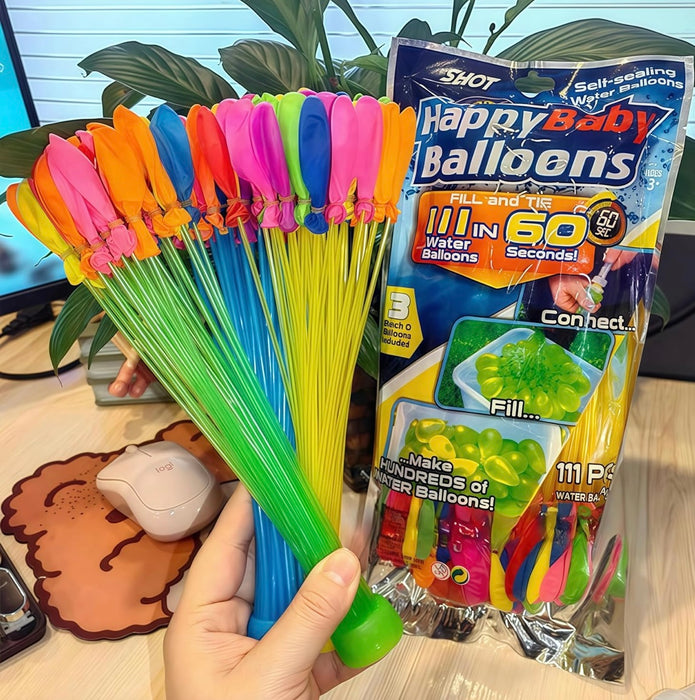 Happy Baby Balloons – 111 Self-Sealing Water Balloons (3-Pack)