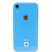 Blue iPhone XR with Apple logo on a white background