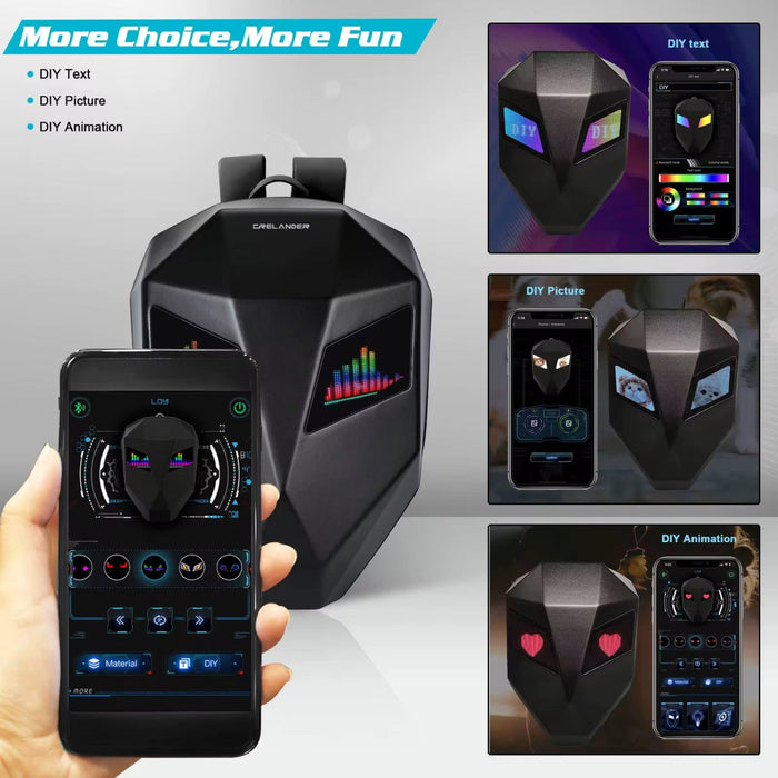 Futuristic LED Motorcycle Backpack – Hard Shell with Helmet Storage