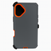 Black phone case with orange accents on a white background