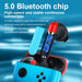 TWS wireless earbuds with charging case on a blue background, highlighting 5.0 Bluetooth chip features.