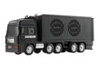 Black model truck with a trailer on a white background