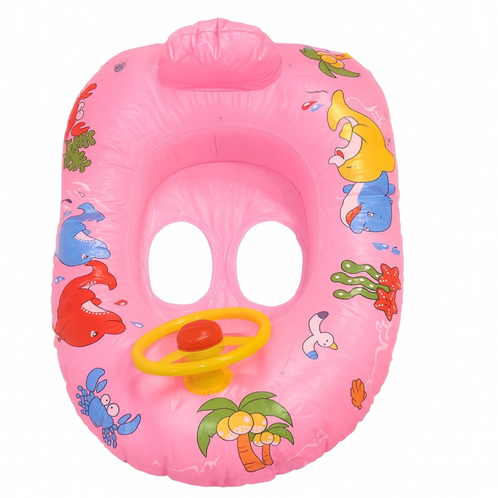 Kids Inflatable Swim Boat with Steering Wheel – 25” x 18”