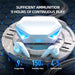 Gaming mouse and mouse pad with battery life indicators on a futuristic background