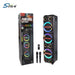 Sing-e PA system with colorful LED lights and packaging on a white background
