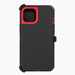 Black phone case with red accents on a white background
