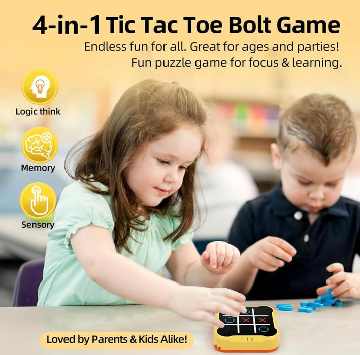 4-in-1 Electronic Tic Tac Toe Bolt Game – LED Light Puzzle for Kids & Families