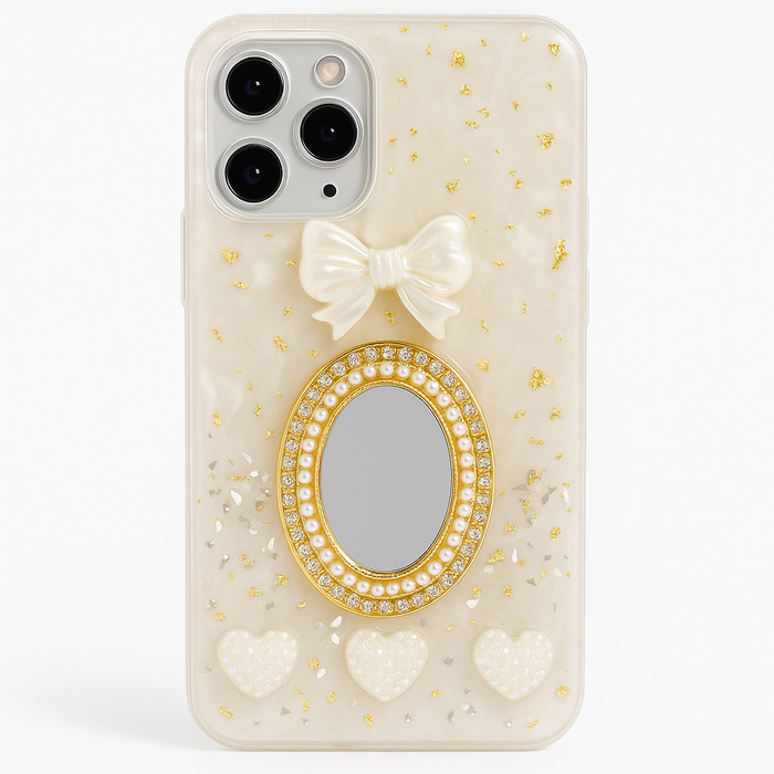 iPhone 11 Pro Max Case – Mirror Bow with Heart Charms