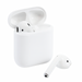 White wireless earbuds with charging case on a white background