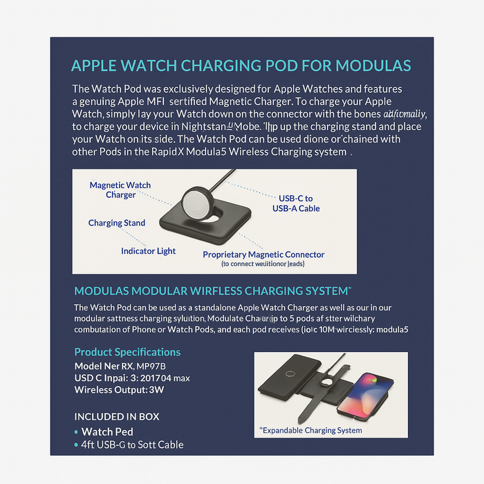 Modula5 apple iWatch charging pad -black