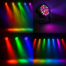 Colorful stage light projector with beam effects on a dark background