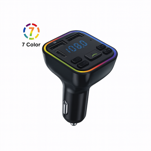 Car charger with 7 color display on a white background