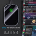 Smart car life device with smartphone app interface on a dark background