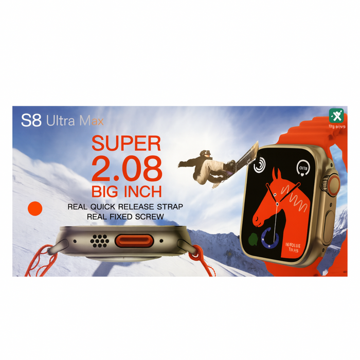 S8 Ultra Max Smartwatch – 2.08” Display, NFC, Heart Rate, BT Call, Wireless