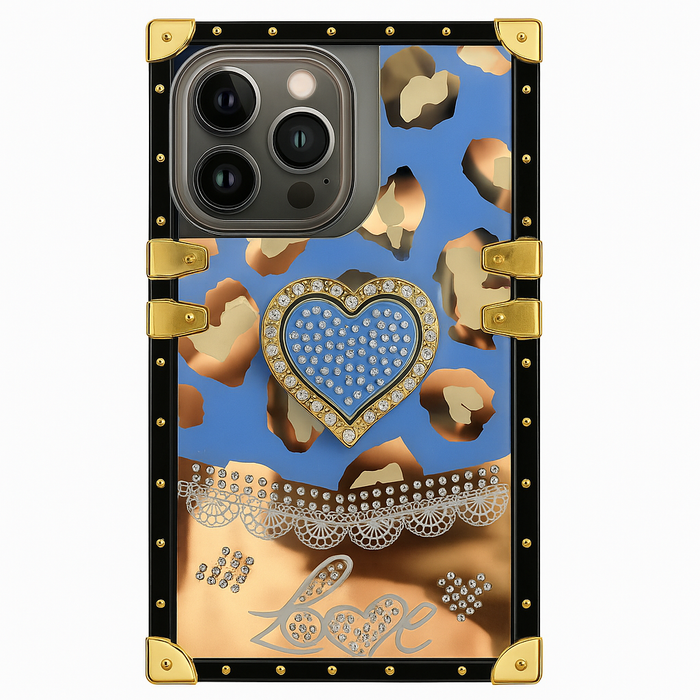Luxury Leopard Heart Kickstand Case – For iPhone 16 Pro