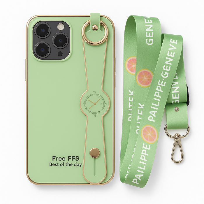 iPhone 12 Pro Strap Case with Matching Lanyard – Clock Design