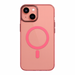 Phone case with a pink circular design on a white background