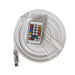 Roll of LED strip light with remote control on a white background