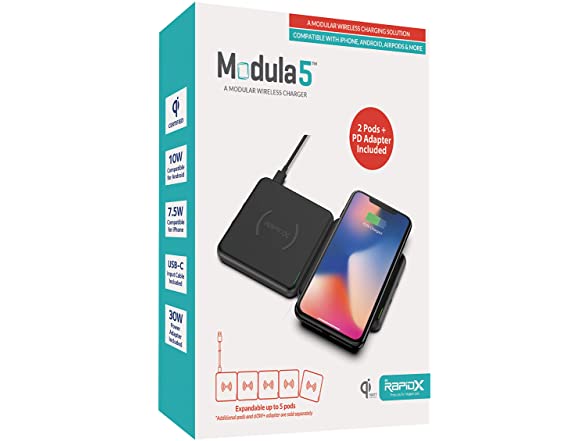 Modula5 Modular Wireless Charging Pad – Dual Pods + 30W USB-C PD Adapter