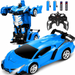 Blue toy robot and car with remote control and batteries on a white background