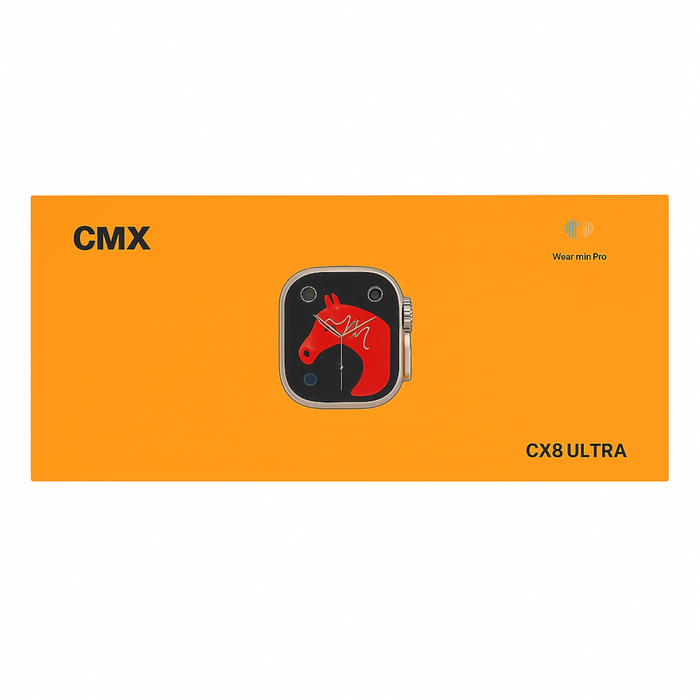 Orange packaging for a smartwatch with 'CMX' branding and product name 'CX8 Ultra'.