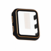 Black and gold smartwatch case on a white background