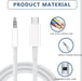 White audio cable with material specifications on a white background