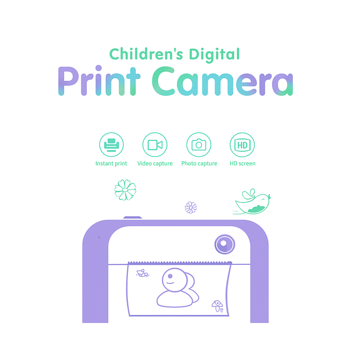 Children’s Instant Print Camera – Pink Bear Design