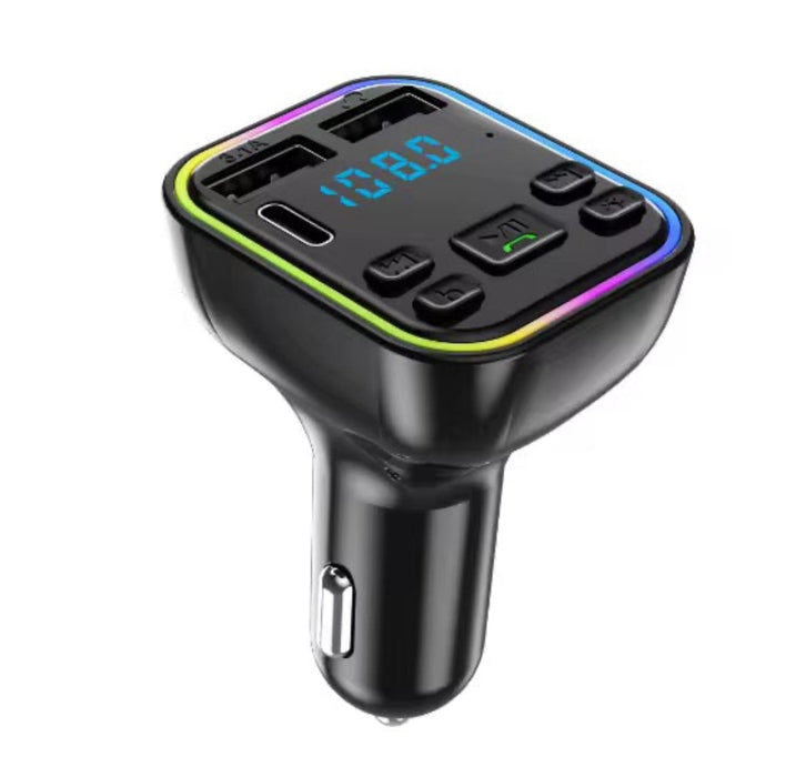 Multifunction Wireless Car FM Transmitter with Bluetooth 5.0 & Dual USB Charging – 7 Color LED