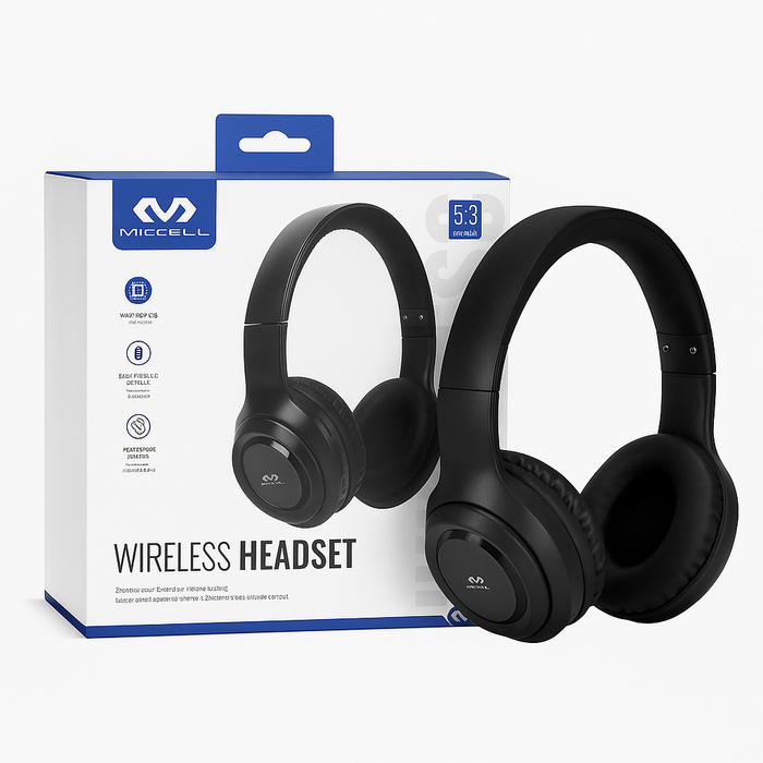 Miccell Wireless Headset – Bluetooth Over-Ear Headphones with Mic