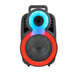 Portable speaker with RGB lighting on a white background